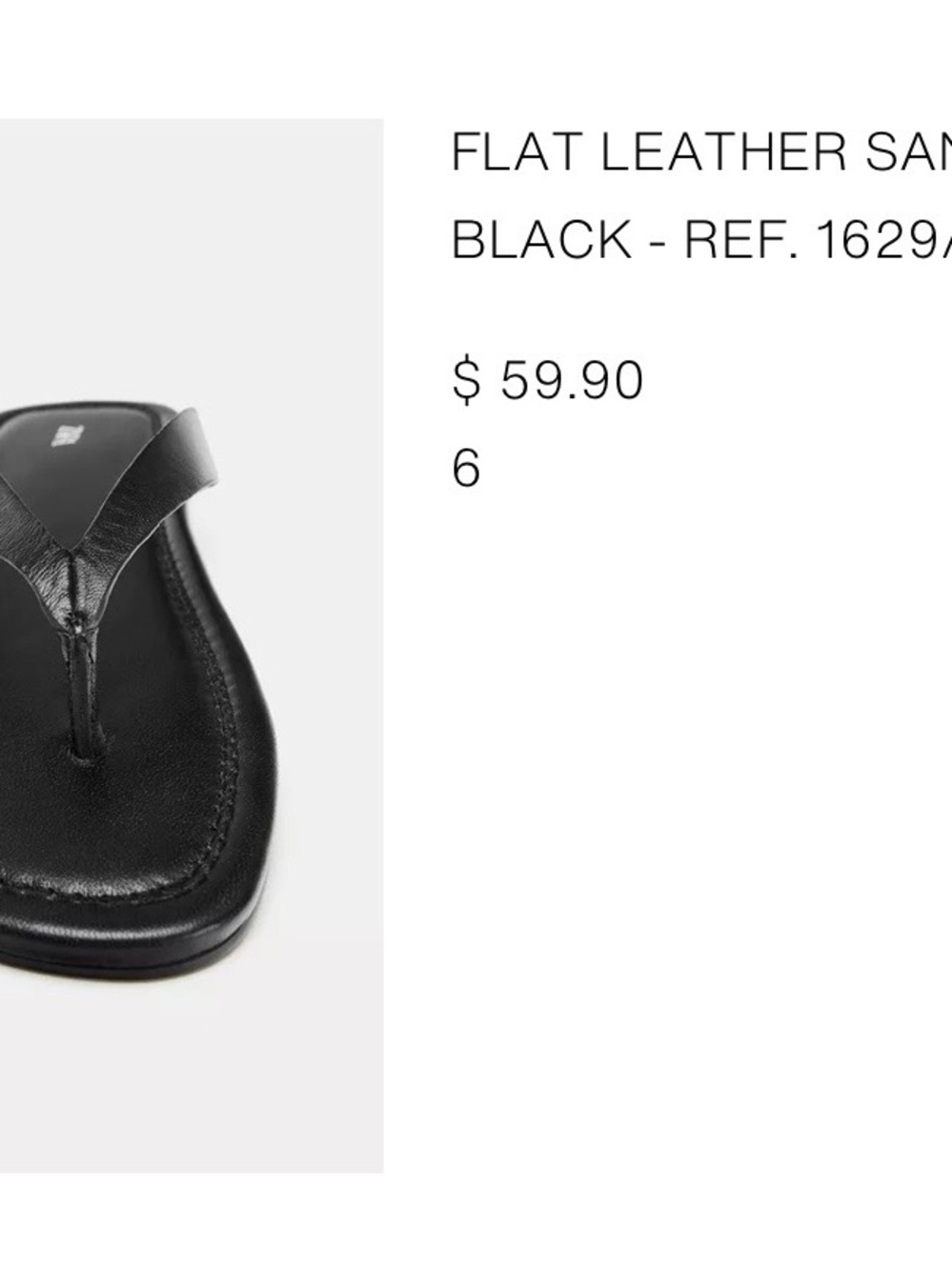 Zara Black Leather Thong Sandals - Picture 10 of 10